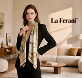 180x90 Seidenschal beige Blätter Motiv N322